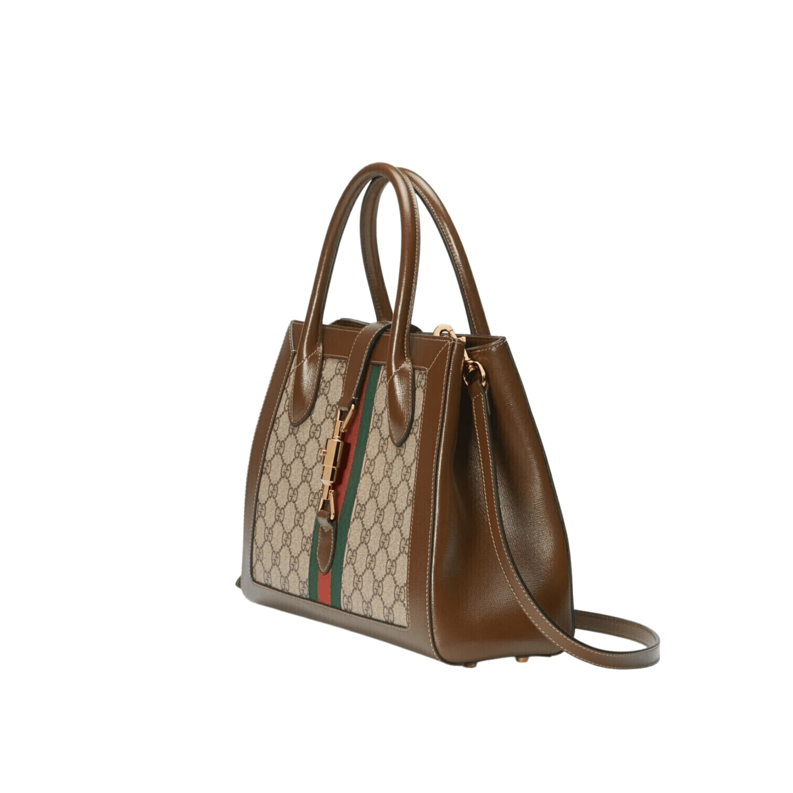 BORSA SHOPPING JACKIE 1961 MEDIA LOGO GG SUPREME BEIGE ED EBANO - immagine 3