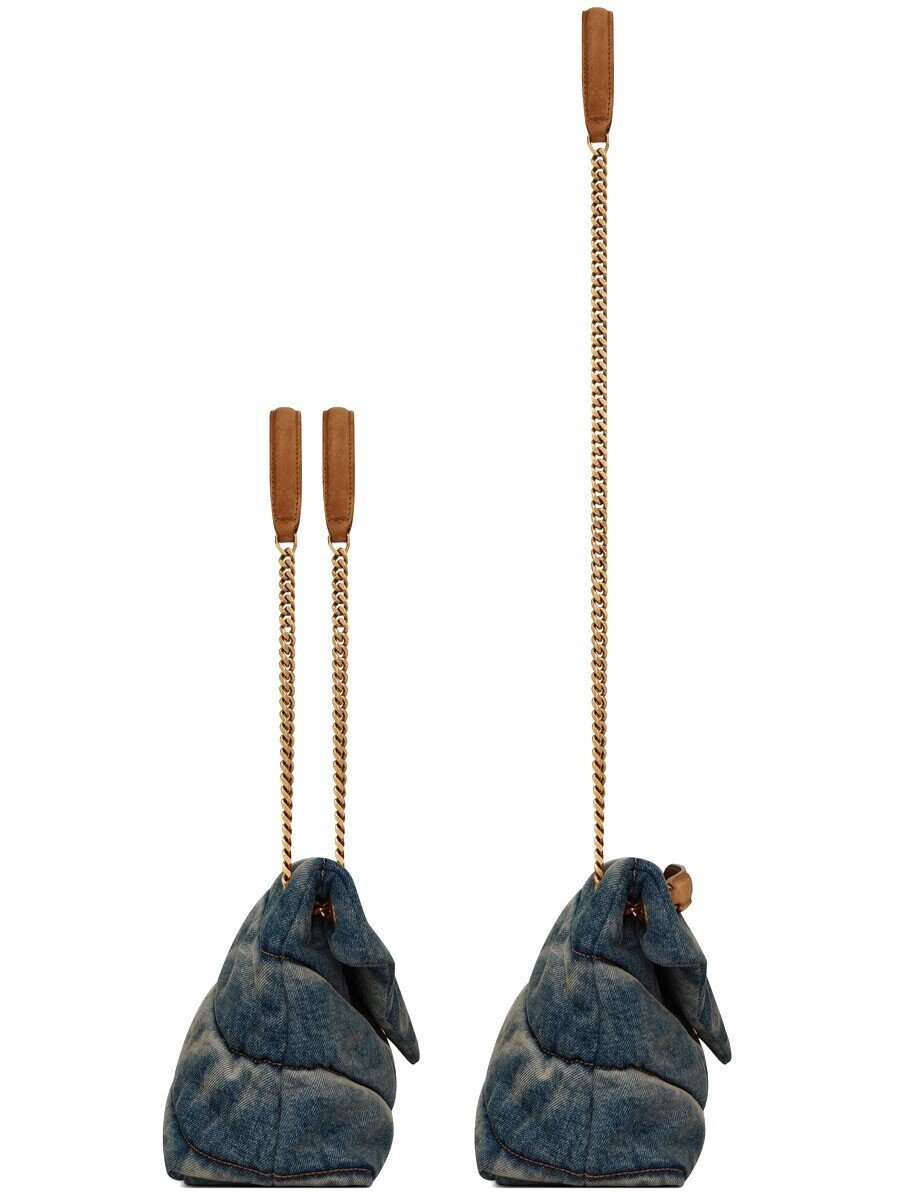 BORSA PUFFER PICCOLA IN SUEDE E DENIM - immagine 4