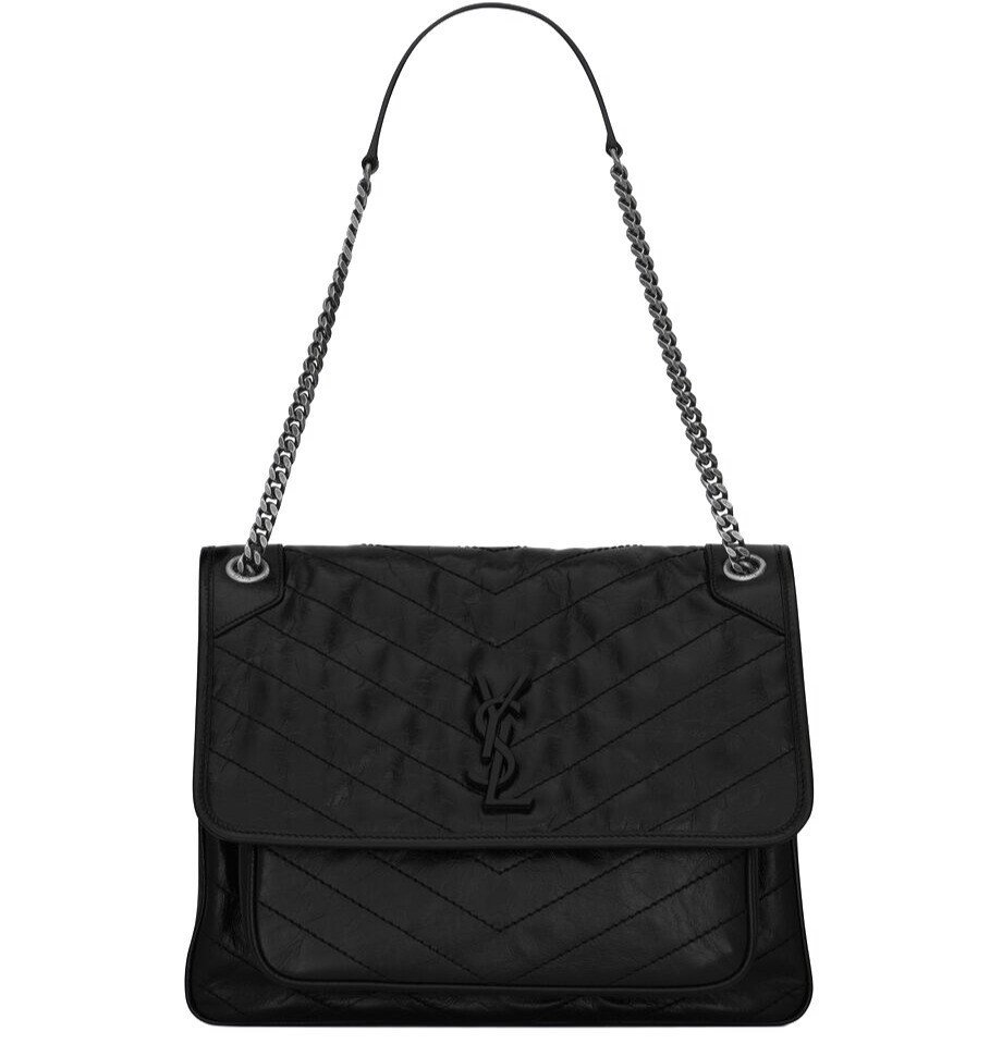 BORSA NIKI GRANDE NERA LOGO NERO