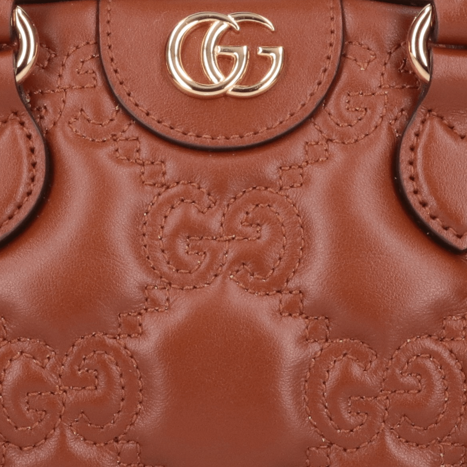 BORSA TOTE GG METALESSÉ MARRONE LOGO ORO - immagine 4