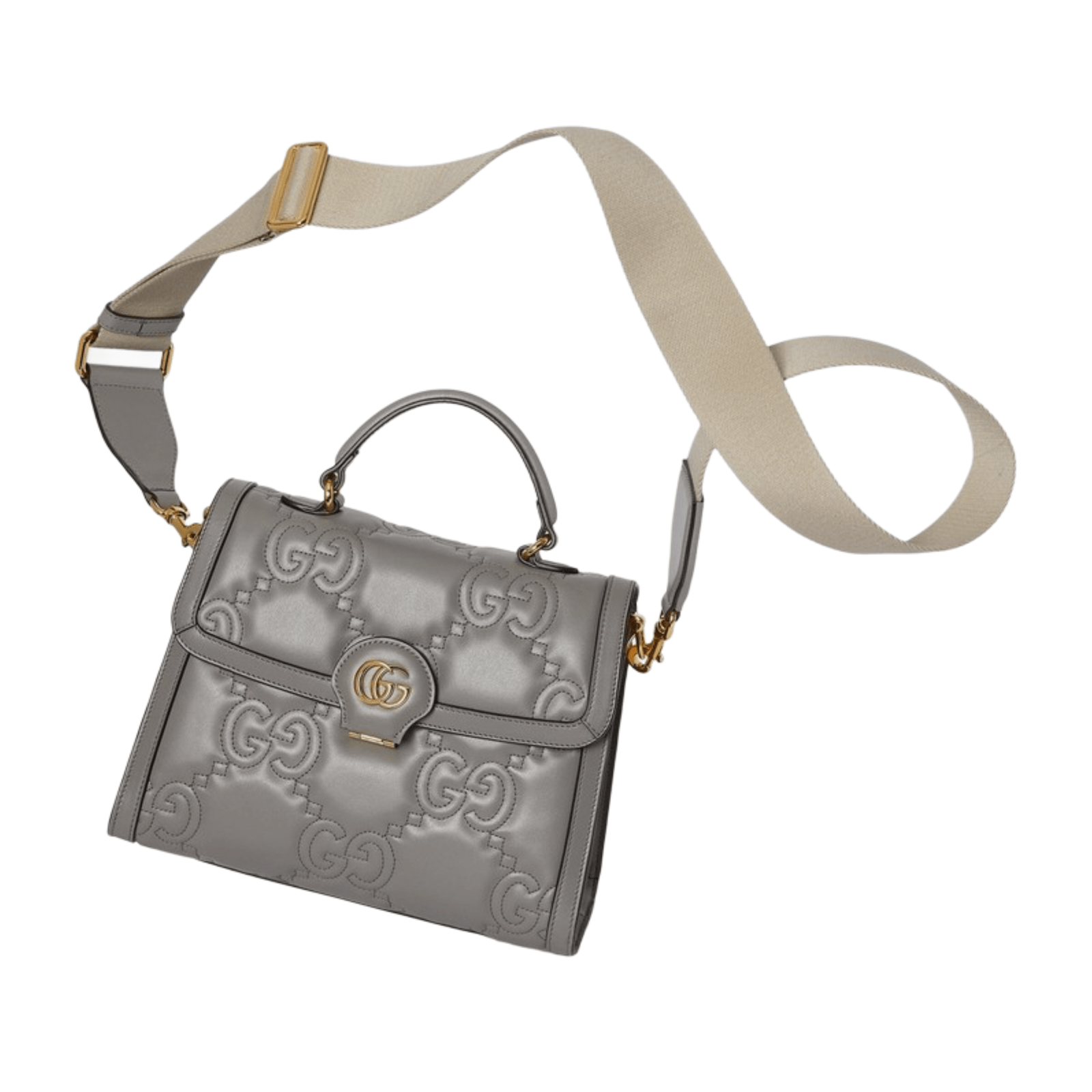 BORSA A MANO IN PELLE GG METELASSÉ IN PELLE MORBIDA GRIGIA - immagine 3