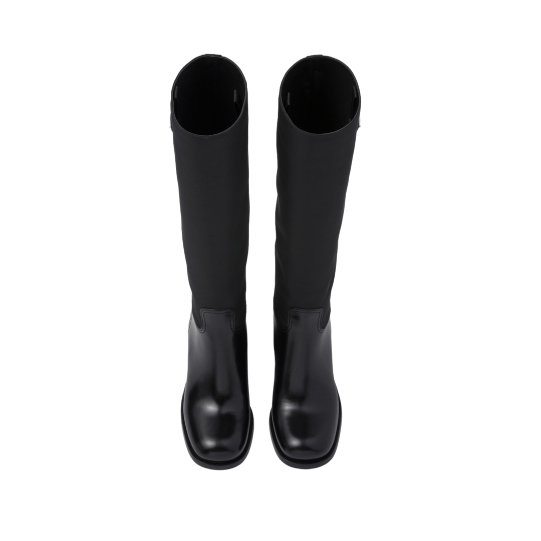 STIVALE ALTO IN PELLE SPAZZOLATA E NYLON NERO - immagine 4