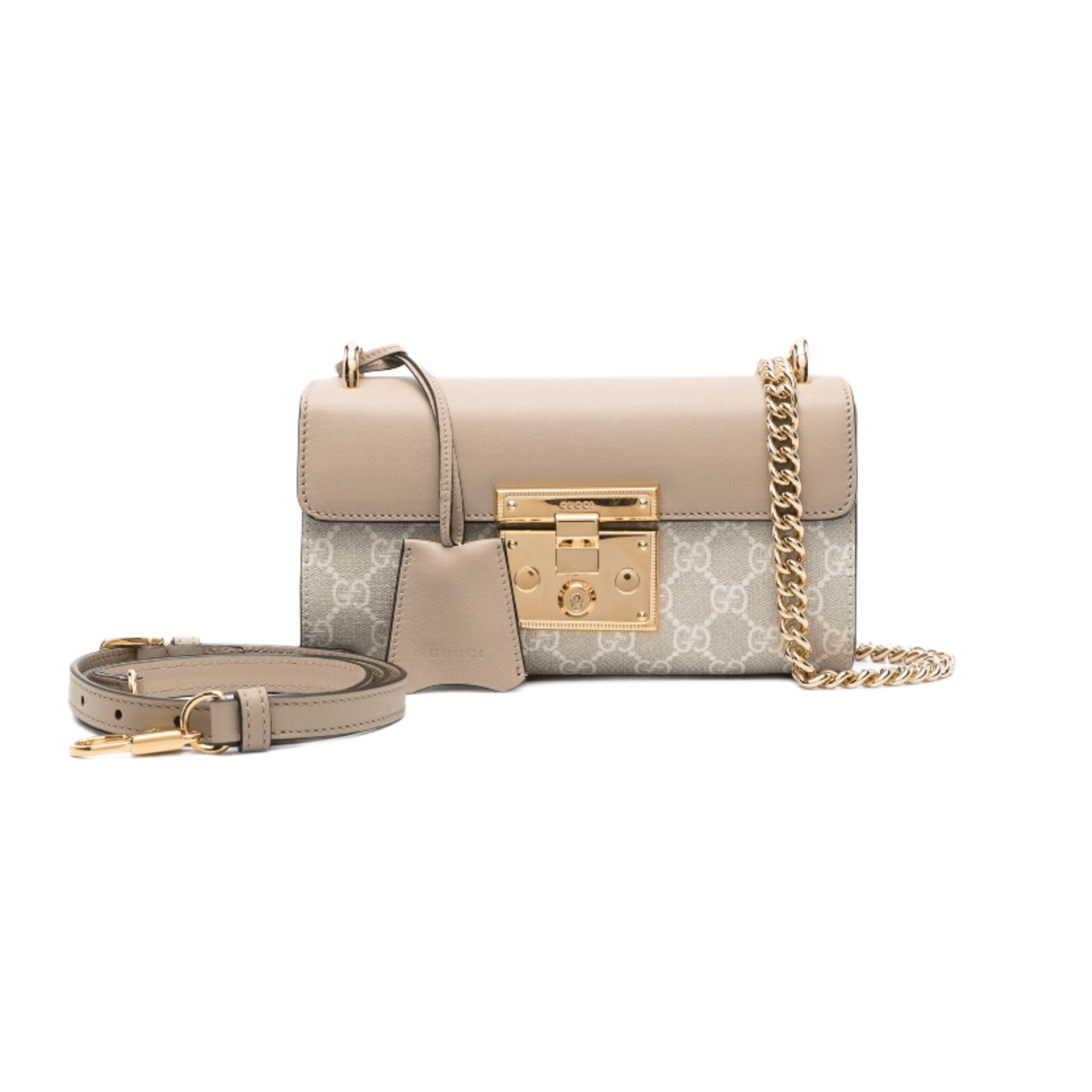 BORSA MINI A TRACOLLA PADLOCK GG SUPREME BIANCO BEIGE AVENA - immagine 5