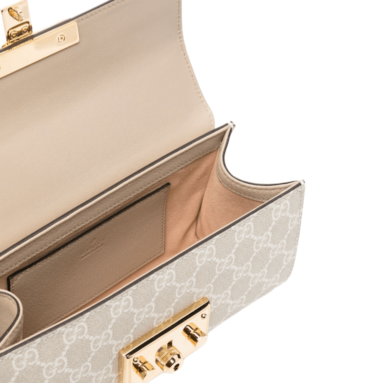 BORSA MINI A TRACOLLA PADLOCK GG SUPREME BIANCO BEIGE AVENA - immagine 3